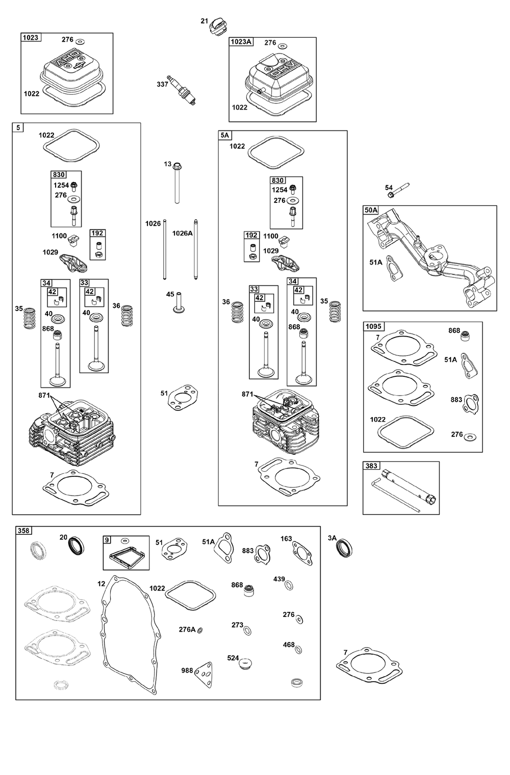 Cylinder Head Group Diagram and Parts List for 295347-1275-G1  Briggs and Stratton Engine